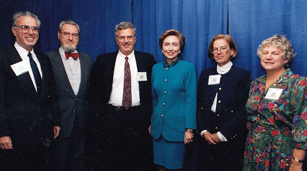 Bruce with Hillary Clinton and C. Everett Koop in 1993.