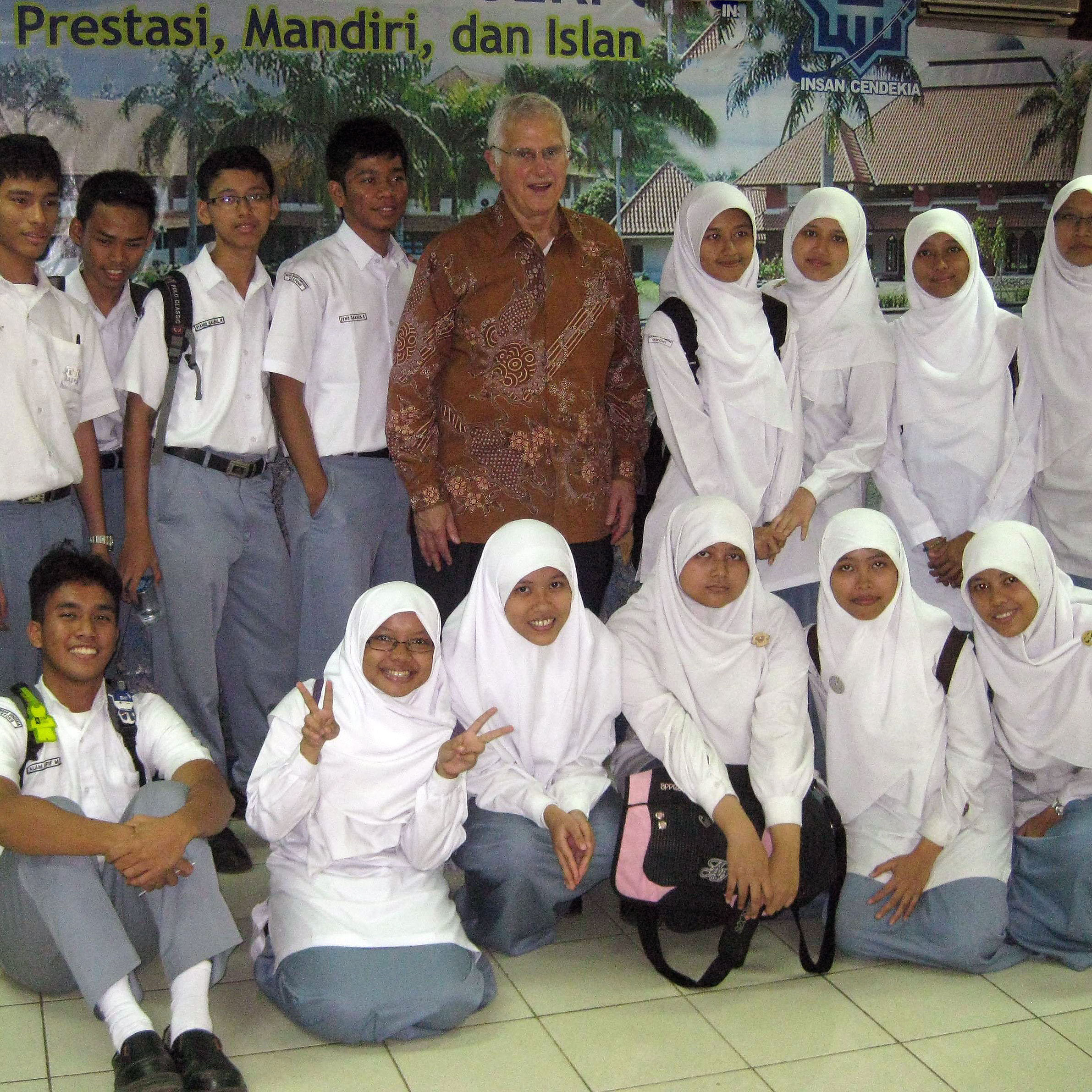 Bruce with students at Indonesian science madrasa, 2011.