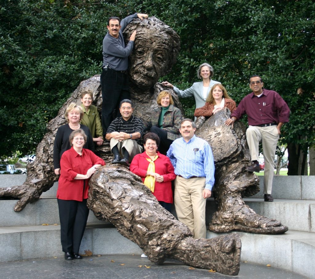 The first Teacher Advisory Council at the Einstein statue of the National Academy of Science, 2004.
