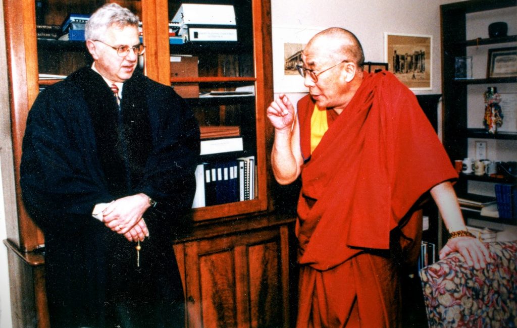 Receiving an honorary doctorate at Emory University with His Holiness the Dalai Lama, 1998.