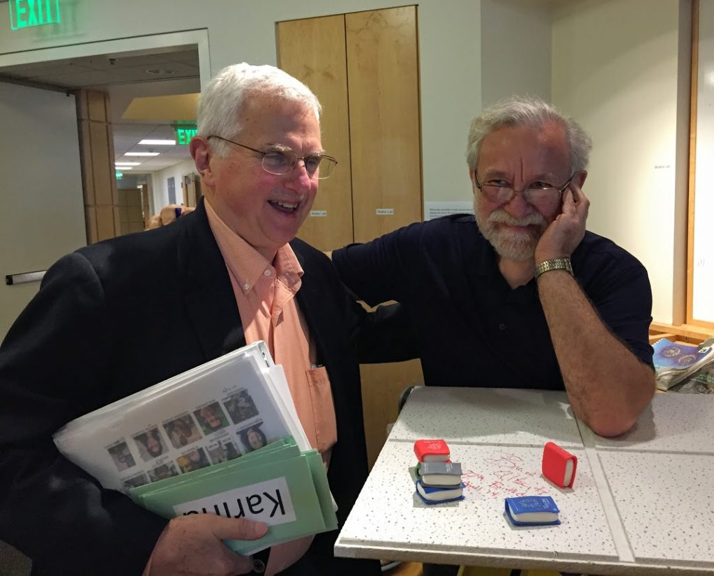 At 77th birthday party, with Peter Walter.