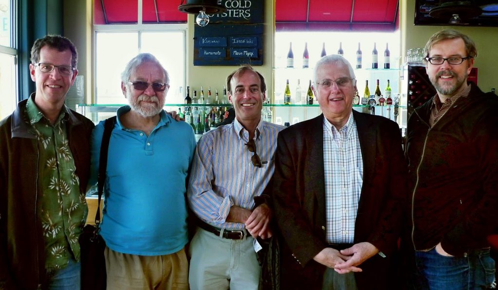 From left, David Morgan, Peter Walter, Ron Vale, Bruce, Dyche Mullins.