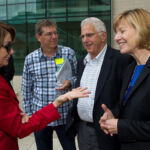 Bruce with Nancy Pelosi, Art Levinson and Sue Desmond-Hellmann at the Tiger Grant Press Conference, at UCSF.