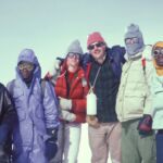 At the top of Mt. Kilimanjaro, at 19,341 feet, with guides and sons Michael and Jon, 1986. At the top of Mt. Kilimanjaro, at 19,341 feet, with guides and sons Michael and Jon, 1986.